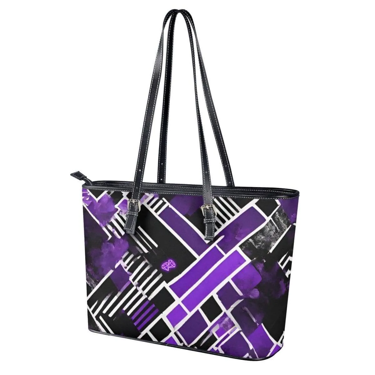 Purple and Black Tote Bag