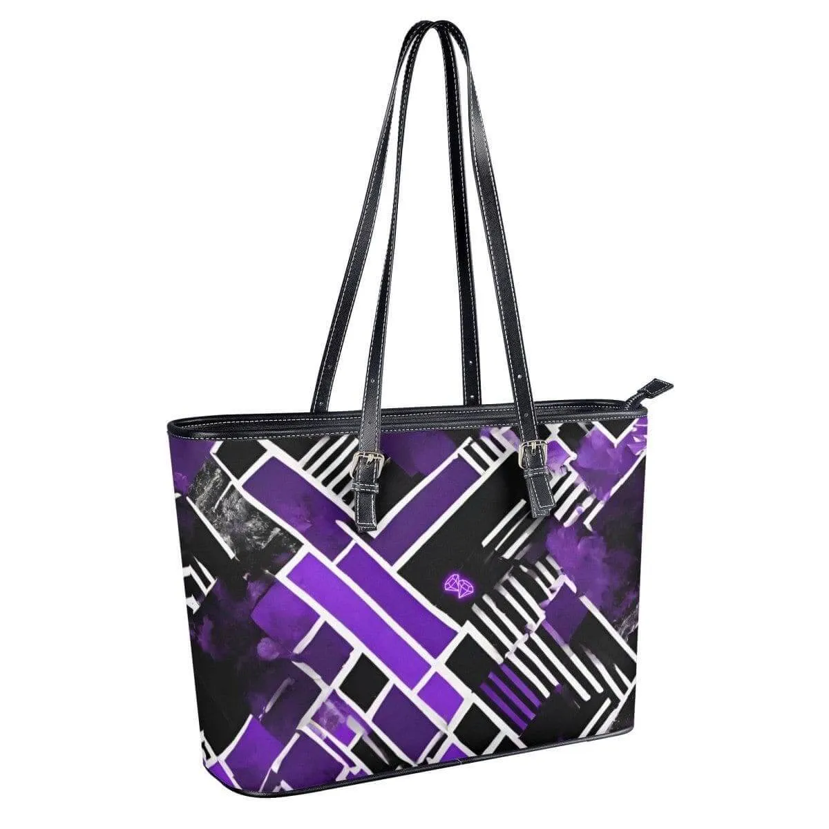 Purple and Black Tote Bag