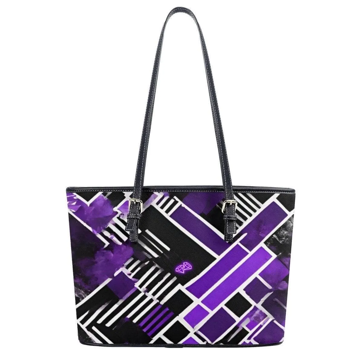 Purple and Black Tote Bag