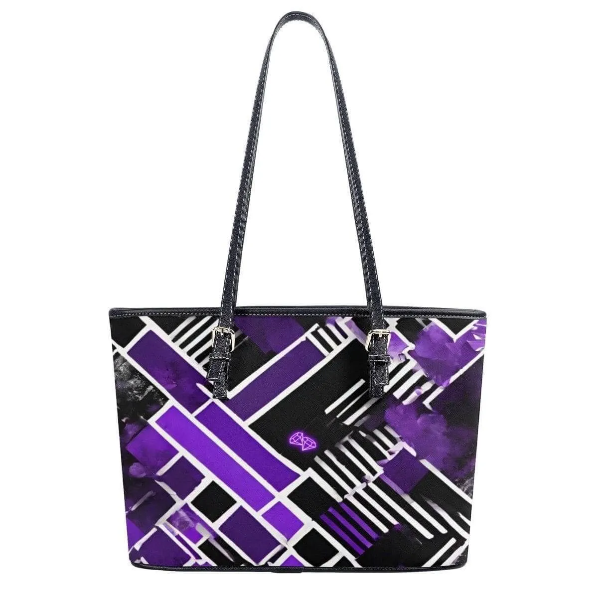 Purple and Black Tote Bag