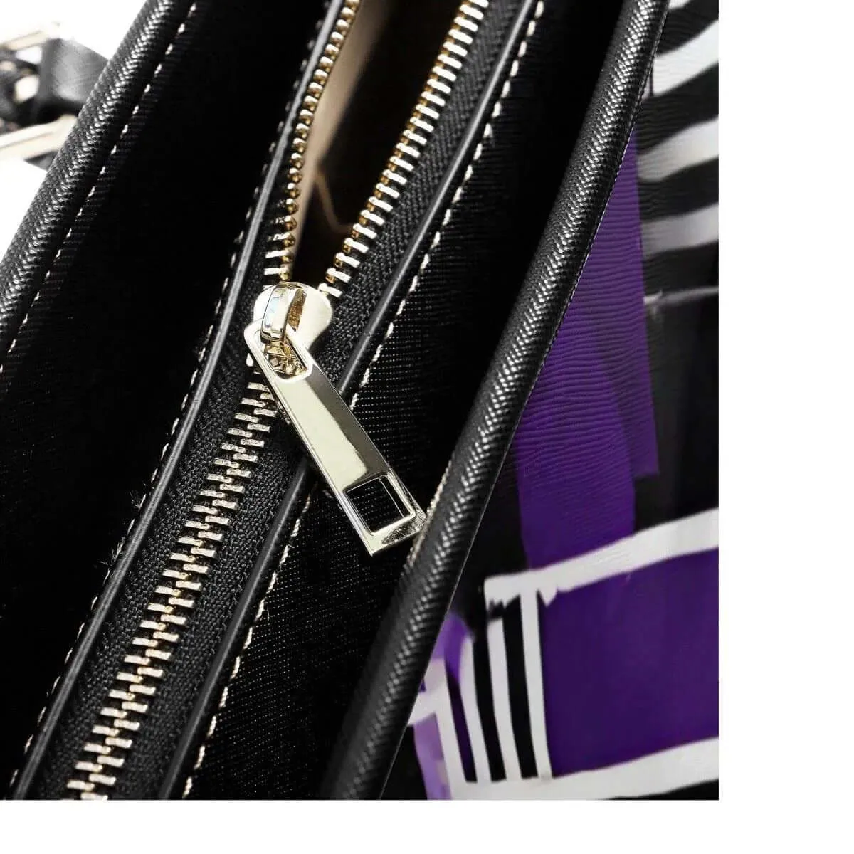 Purple and Black Tote Bag