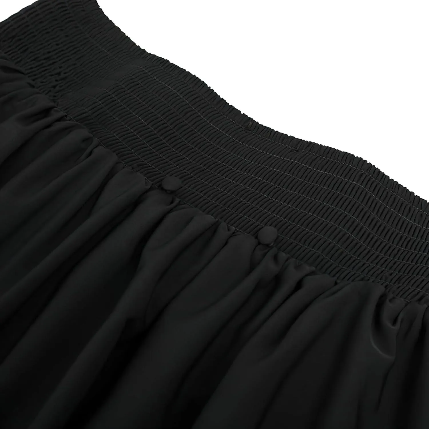 Renaissance Ruffle Skirts for Women Double Layered High Waisted Midi Skirts Elastic Tiered Goth Maxi Skirt