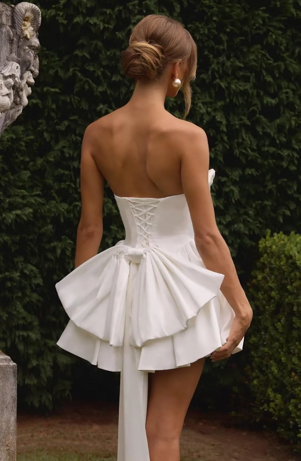 Satin Homecoming Dresses 2025 A-Line Strapless Corset Cocktail HOCO Dress with Bow Cocktail Party Gown