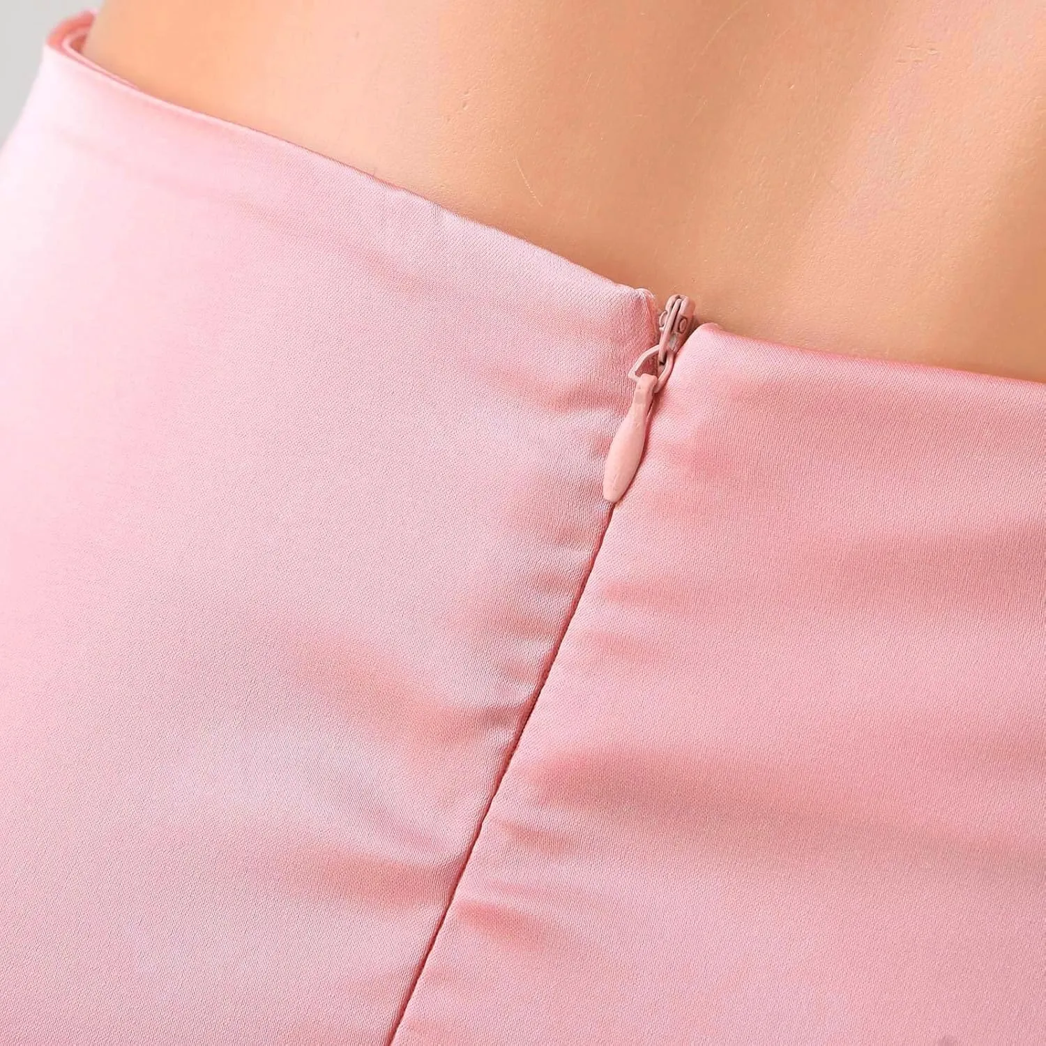 Satin Skirts for Women High Waisted Elegant Midi Length Dress Skirt with Front Tie Detail and Flowy Silhouette