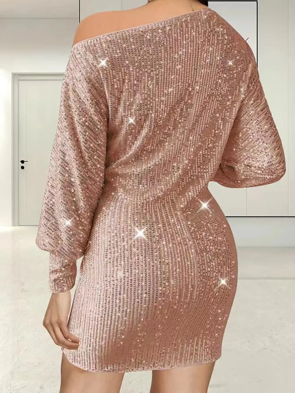 Sequin Dress for Women Sparkly Homecoming Dresses One Shoulder Party Glitter Mini Dresses for Prom Cocktail Gowns