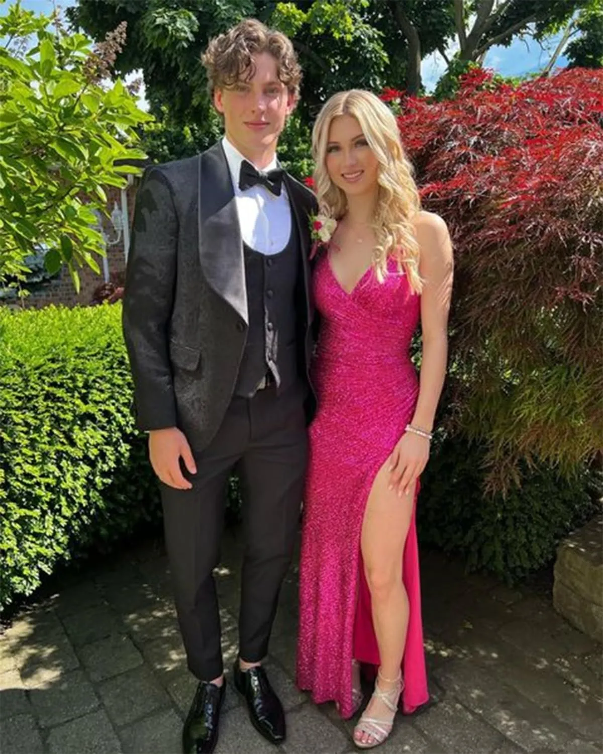 Sequin Prom Dresses Sparkly Spaghetti Straps V Neck Mermaid Formal Evening Gown with Slit