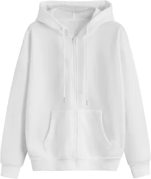 SHENHE Women's Zip Up Hoodies Long Sleeve Pocket Drawstring Sweatshirts Fall Casual Outfits Jackets