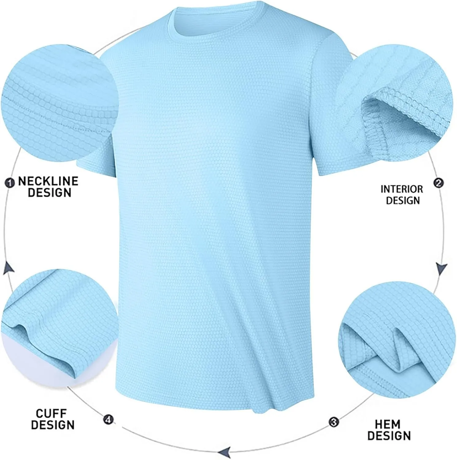 Shirts for Men 4 Pack Lightweight Workout Short Sleeve Crewneck Slim Fit T-Shirts Casual Quick Dry Running Gym Tee