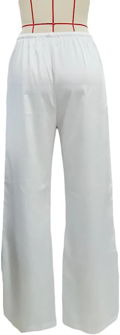 SOLILOQUY Women Y2K Satin Wide Leg Pants Casual Elastic High Waist Solid Loose Fit Lounge Pants Office Ladies Work Trousers