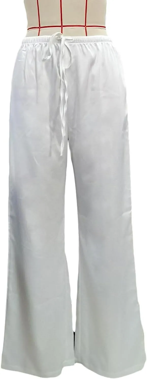 SOLILOQUY Women Y2K Satin Wide Leg Pants Casual Elastic High Waist Solid Loose Fit Lounge Pants Office Ladies Work Trousers