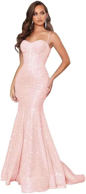 Sparkly Sequin Prom Dresses for Teens 2025 Spaghetti Strap Long Glitter Mermaid Evening Gown