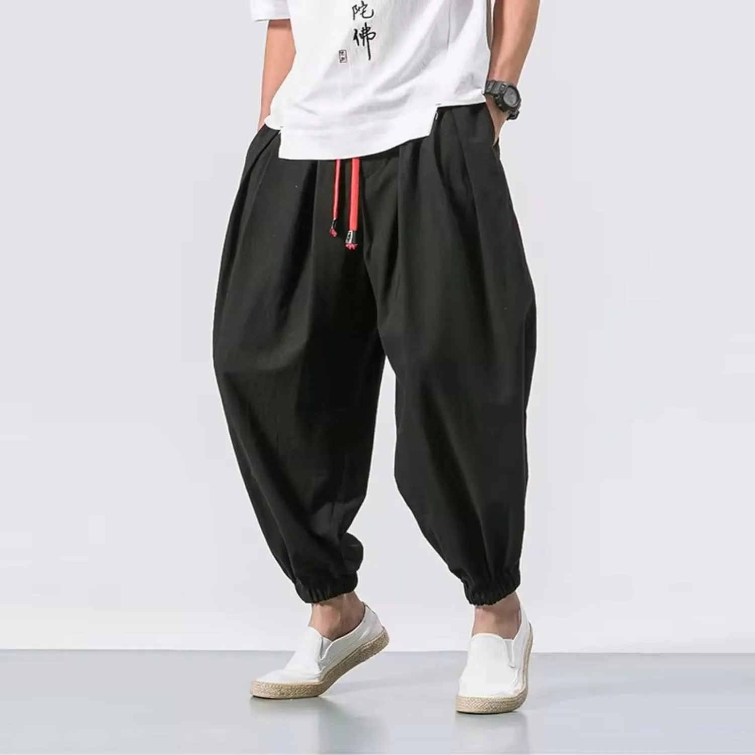 Spring Summer Men Loose Harem Pants Chinese Sweatpants Casual Oversize Trousers Male