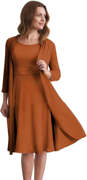 Sukleet Women's 2 Pieces Mother of The Bride Dresses for Wedding with Jacket Chiffon Formal Wedding Guest Dress