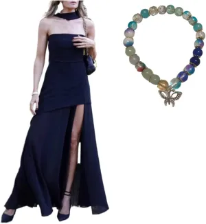Summer Dresses for Women Fashion Tub Top Shoulder Sleeveless Beach Dress