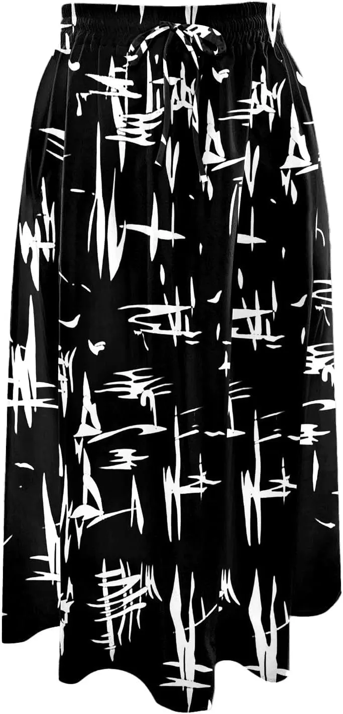 Summer Vacation Skirts for Women Boho Elastic High Waist Floral Print Skorts Pleated Ruffle Beach Vacation Flowy Skirts