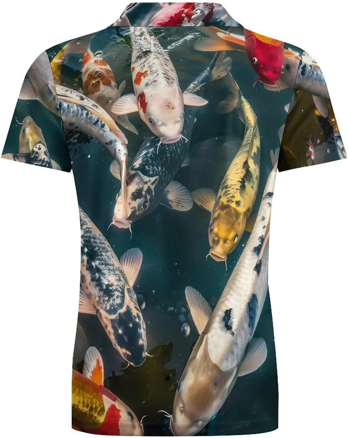 Swimming Japanese Fish Classic Polo Shirts for Men Quick Dry Short Sleeve Fit Golf Tees Casual Tops