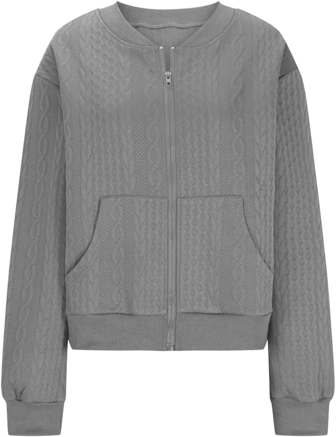 TANGNADE Women's Oversized Zip Up Sweatshirts Sweater Fall Outfits Casual Loose Knit Jackets with Pocket Cardigan Blouse
