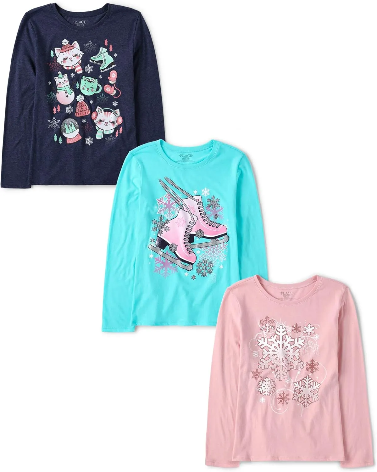 The Children's Place Girls' Animal Long Sleeve Graphic T-Shirts,multipacks