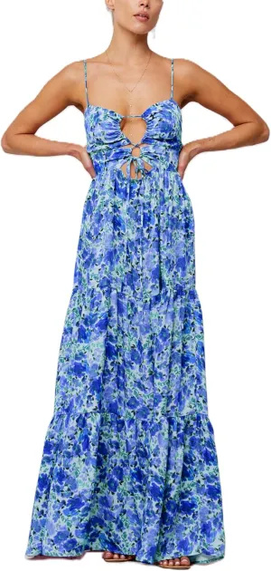 Thopavenoir Women's Boho Tie-up Front Maxi Dress Y2k Floral Print Sleeveless Long Dresses 2025 Smocked Summer Beach Sundress