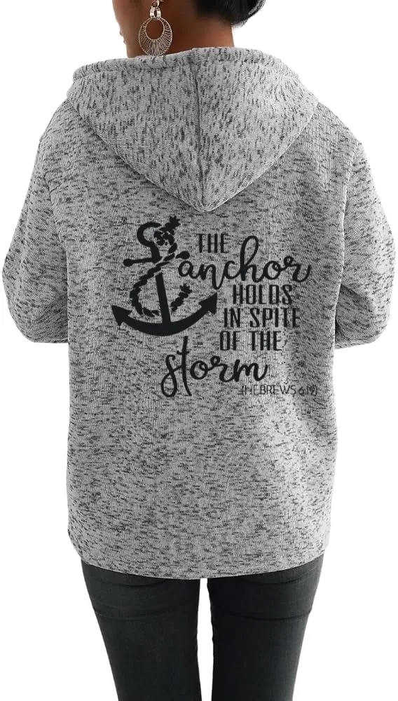 TIAFORD Womens Blessed Jesus Cross Christian Faith Print Hoodie Oversized Long Sleeve Drawstring Zip Up Sweatshirt Jackets