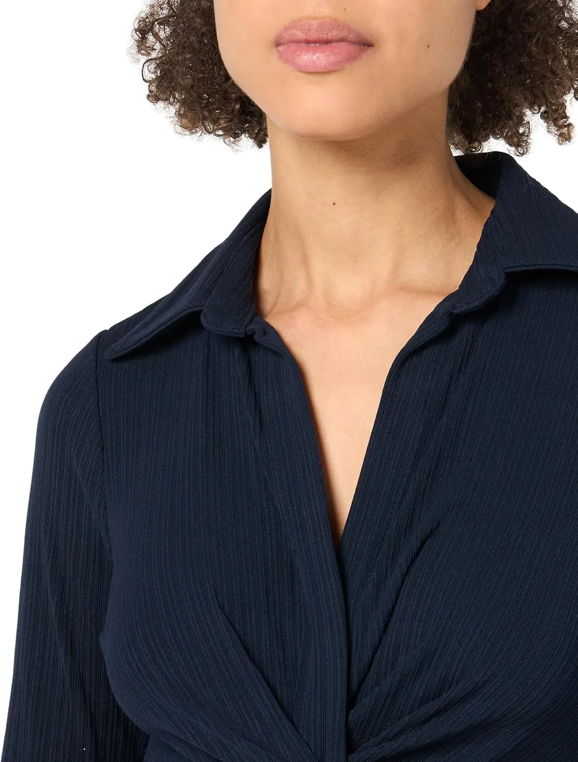 Tommy Hilfiger Women's Long Sleeve Collared Twist Front Mini Dress