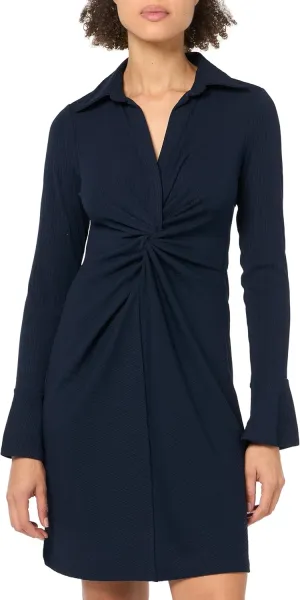 Tommy Hilfiger Women's Long Sleeve Collared Twist Front Mini Dress