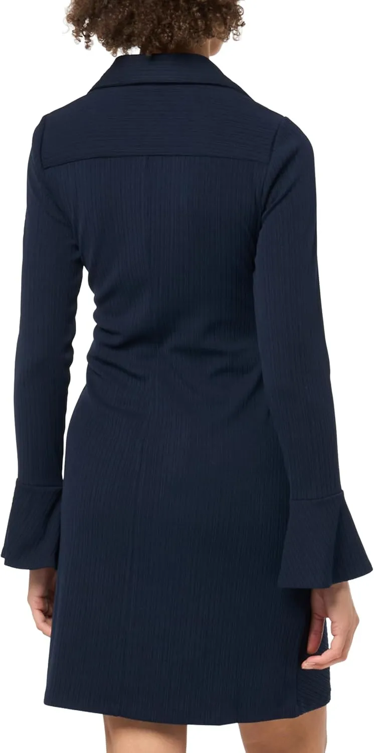 Tommy Hilfiger Women's Long Sleeve Collared Twist Front Mini Dress