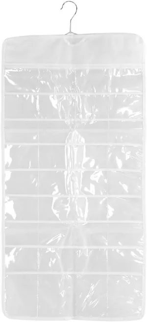 TOPINCN Hanging Jewelry Dual-Sided 72-grids Transparent PVC Clear Hang Over The Door Storage Bag Jewelry Accessory