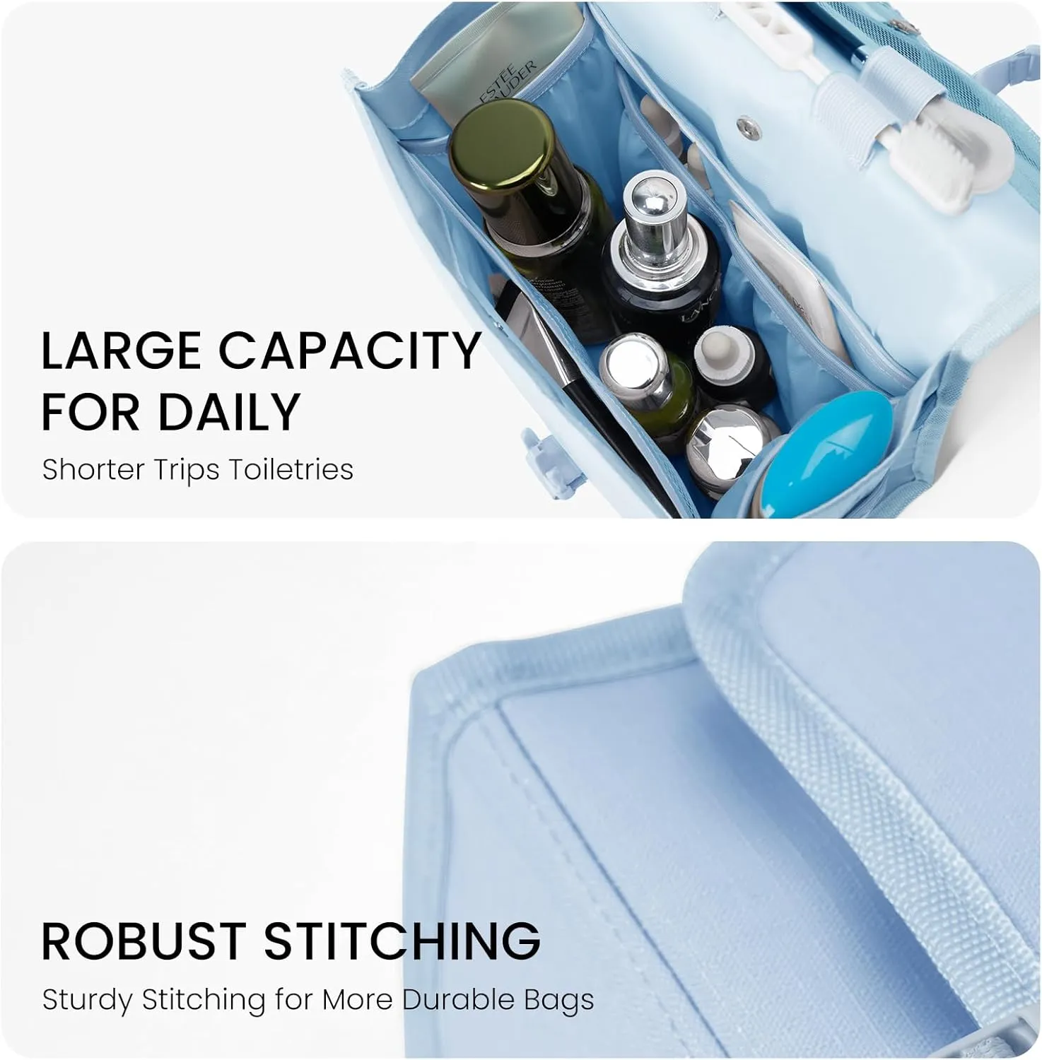 Travel Toiletry Bag for Women with Collapsible Hanging Hook, Portable Water-resistant Makeup Cosmetic Bag Organizer with Handle for Bathroom, Travel, Shorter Trips, Gym, Camping, Gifts for Women
