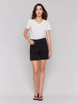 Twill Shorts with Patch Pockets - Black