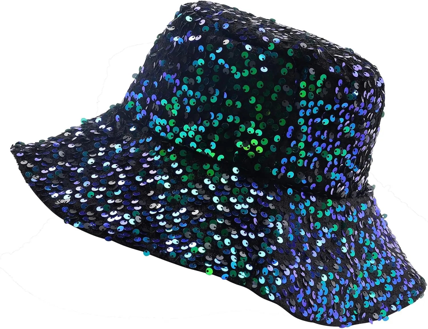 Unisex Metallic Bucket Hat Waterproof Holographic Bucket Hat Fishing Hat Trendy Hip Pop Sun Cap