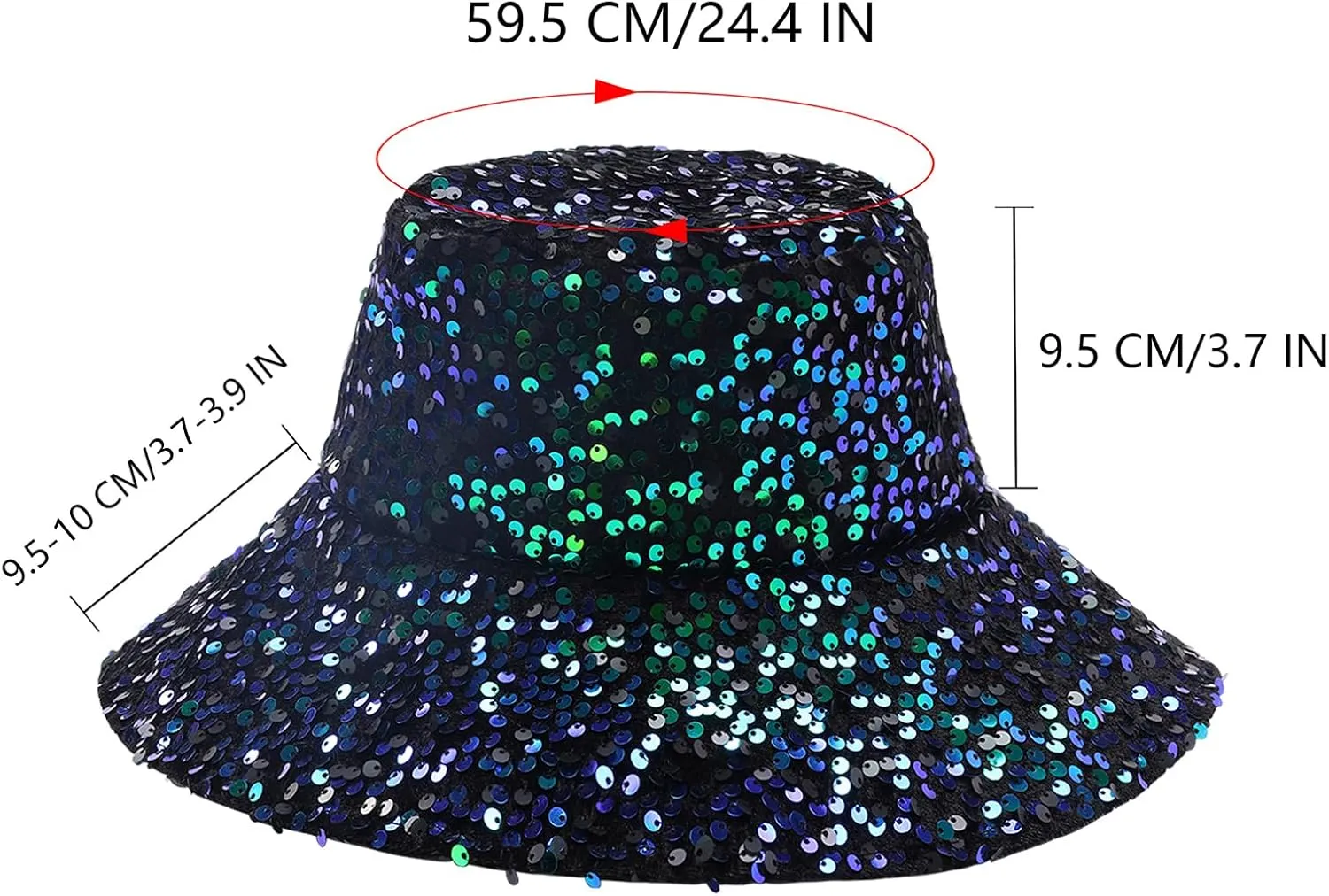 Unisex Metallic Bucket Hat Waterproof Holographic Bucket Hat Fishing Hat Trendy Hip Pop Sun Cap