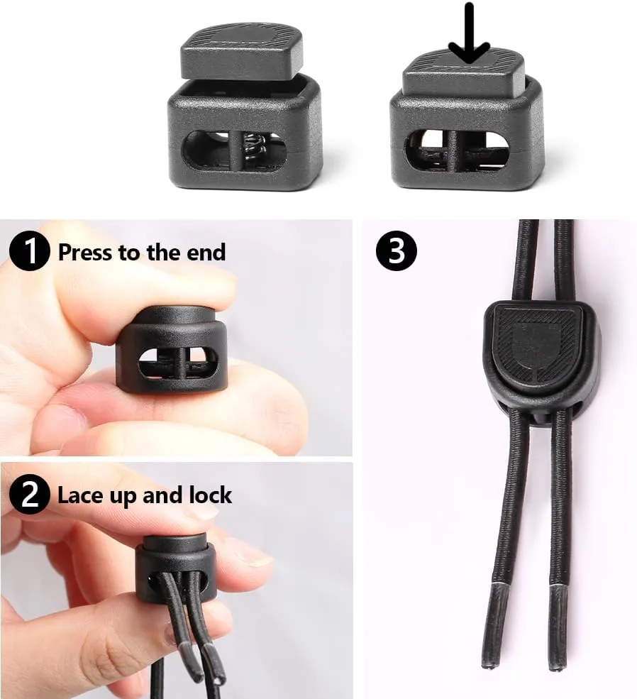 UpUGo 10 PCS Cord Ends Tips and Spring Cord Locks, Shoe Lace Tie Locks for Drawstrings, Paracord, Clothing and Bags