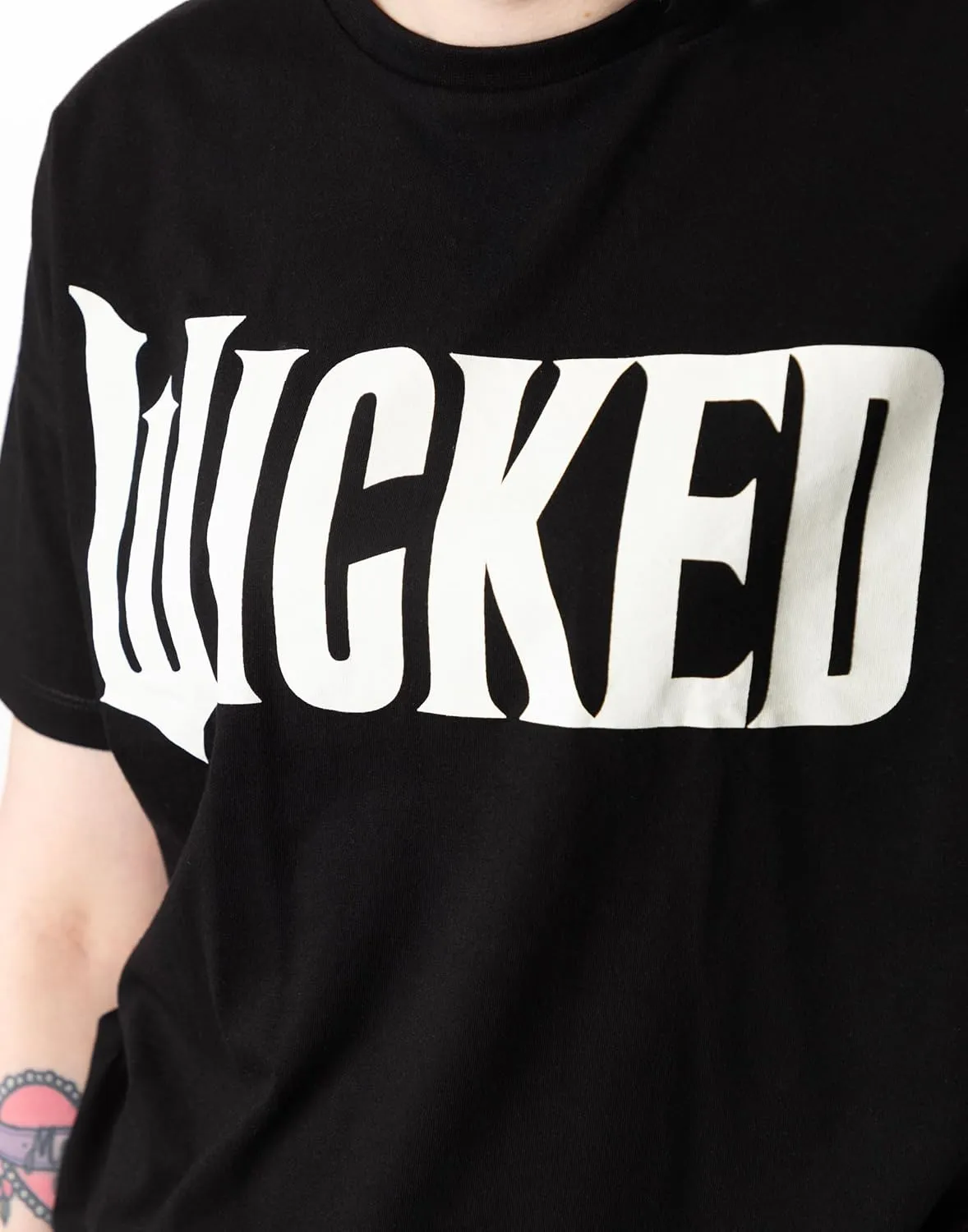Vanilla Underground Wicked Womens Pajama Set | Adults Wicked Logo Graphic Short Sleeve Top & Long Leg PJ Bottoms in Black