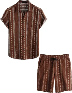 VATPAVE Mens Floral Hawaiian Shirts Short Sleeve Button Down Beach Shirts Suits