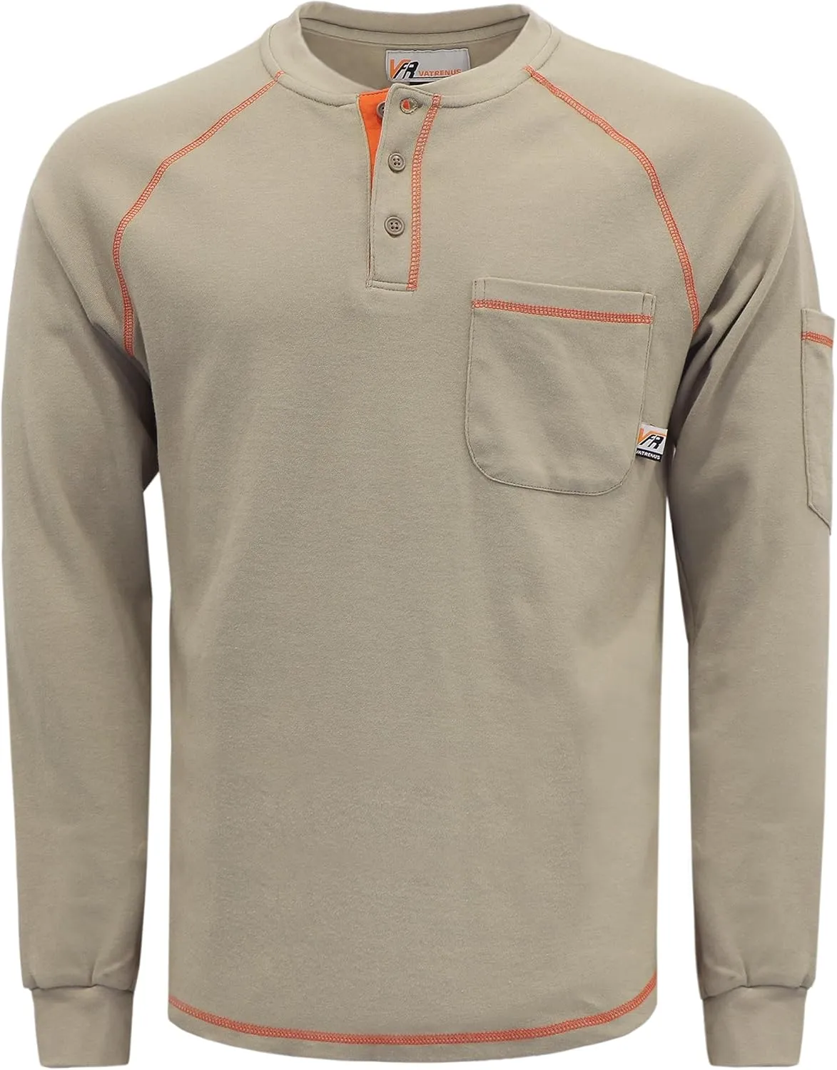 VATRENUS FR Shirts Henley 5.5oz 100% Cotton Flame Resistant Long Sleeve T-Shirts