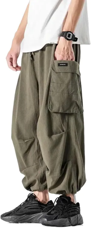 Vintage Wide Leg Oversize Pants Men Casual Joggers Harem Pants Cargo Pants Trousers