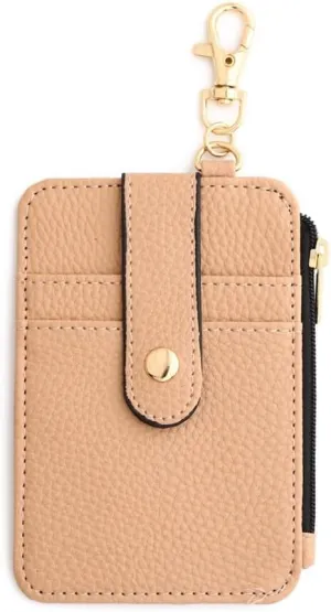Wallet Keychain Wristlet for Women Card Holder with Keychain, Tassel Card Pocket Key Chains for Women Car Keys Handbag Phone Chain (Khaki)