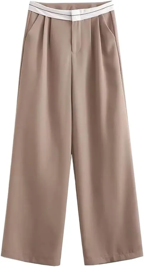 Wide Leg Pants for Women High Waist Trousers Pleated Casual Baggy Woman Streetwear Oversize