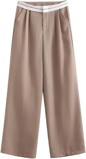 Wide Leg Pants for Women High Waist Trousers Pleated Casual Baggy Woman Streetwear Oversize