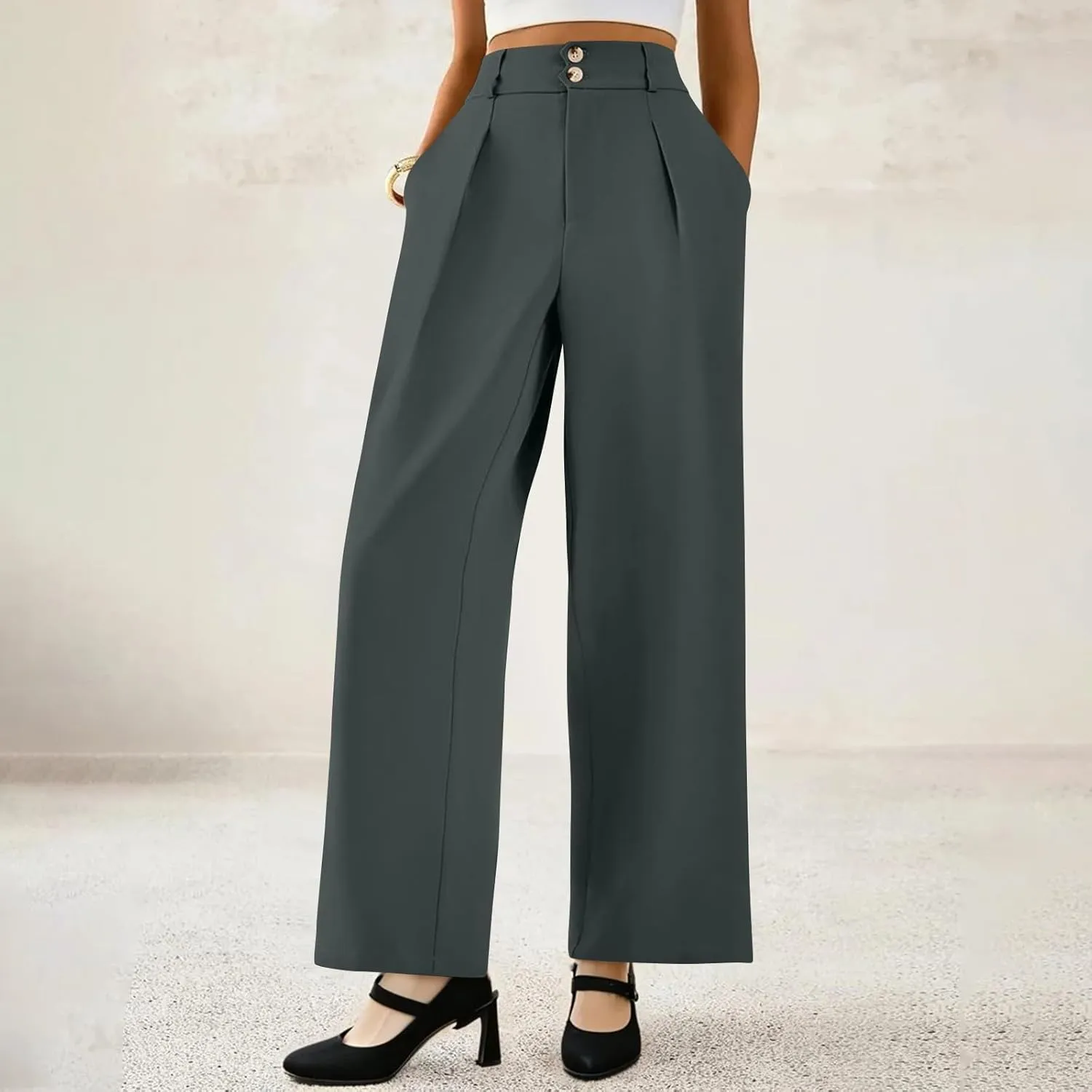 Wide Leg Professional Dress Pants Women 2025 High Waisted Business Casual Suit Office Work Pants Women with Pockets