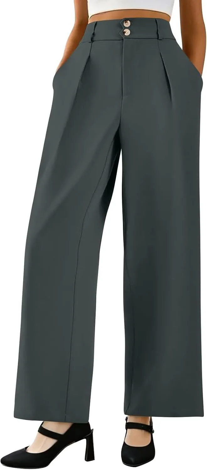 Wide Leg Professional Dress Pants Women 2025 High Waisted Business Casual Suit Office Work Pants Women with Pockets