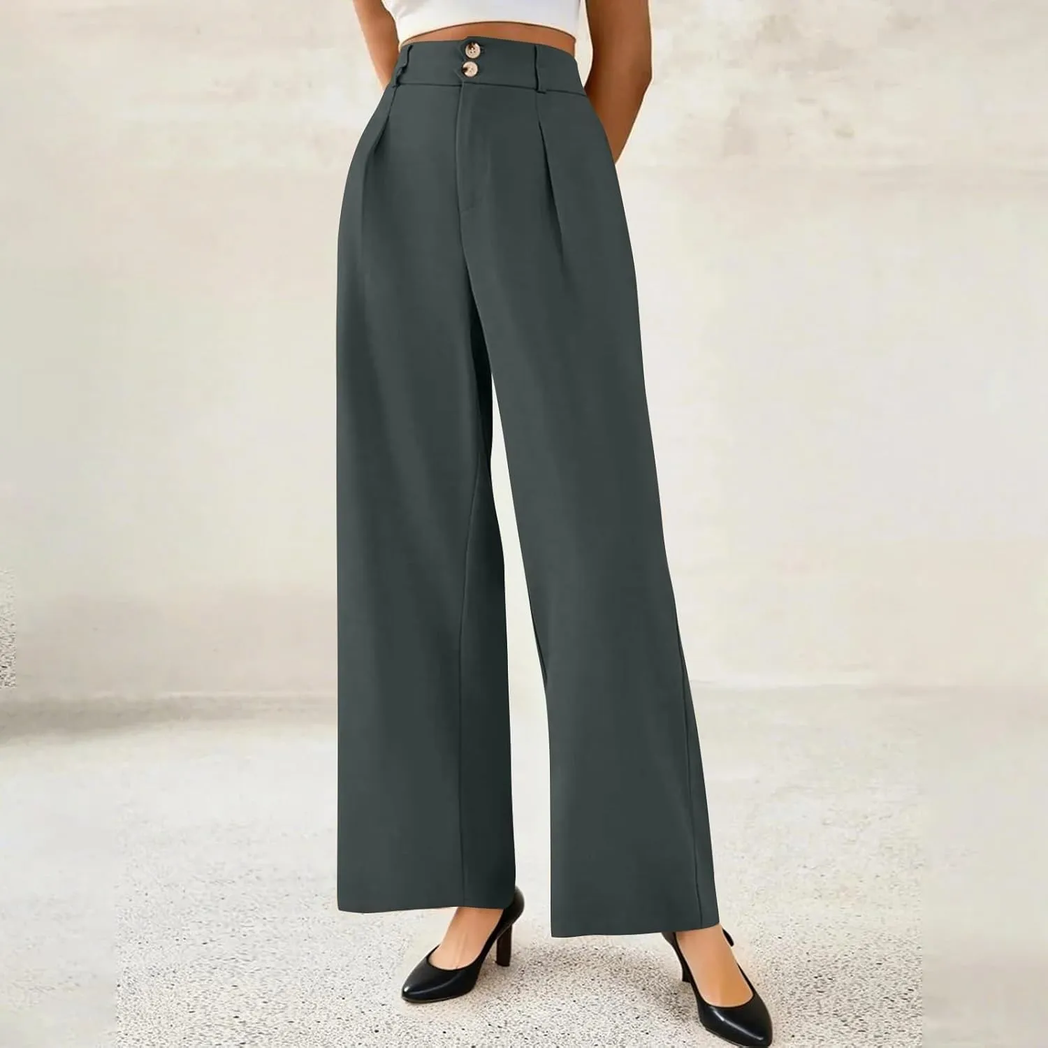 Wide Leg Professional Dress Pants Women 2025 High Waisted Business Casual Suit Office Work Pants Women with Pockets