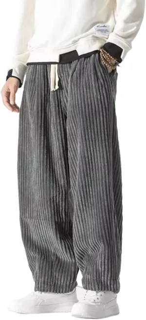 Winter Japanese Men Corduroy Harem Pants Oversized