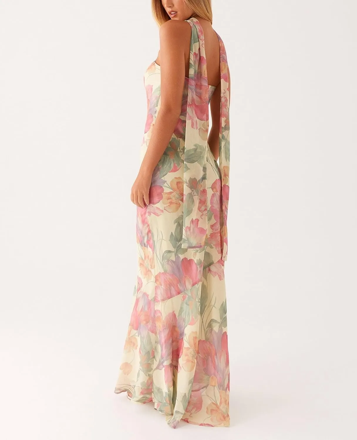 Women Floral Formal Strapless Dress Sexy Backless Maxi Long Dresses Y2K Sleeveless Mesh Bodycon Tube Summer Sundress
