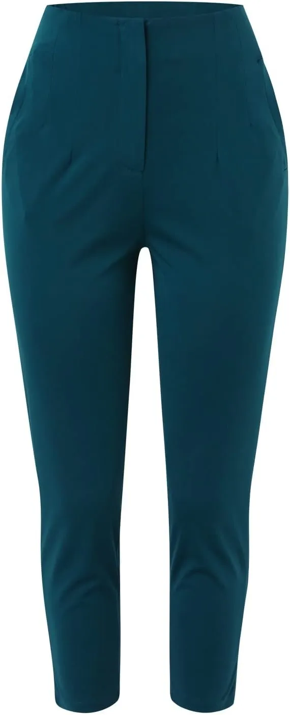 Women High Waist Cropped Work Pants Solid Zipper Trouser Pant Casual Baggy Elastic High Waist Pants for Women