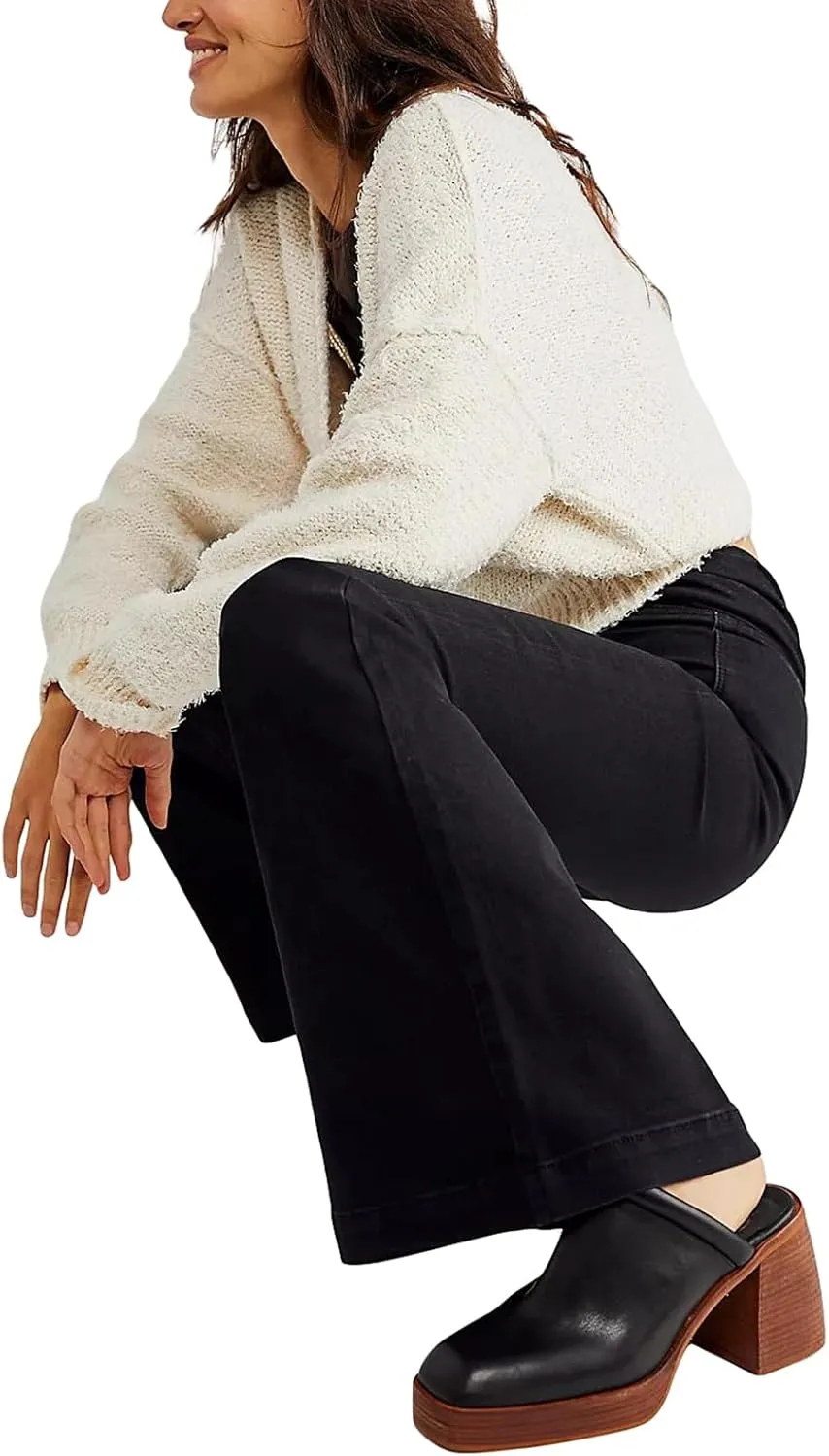 Women High Waist Velvet Flared Pants Y2k Vintage Slim Fit Palazzo Ribbed Bell Bottoms Trousers Cropped Pants
