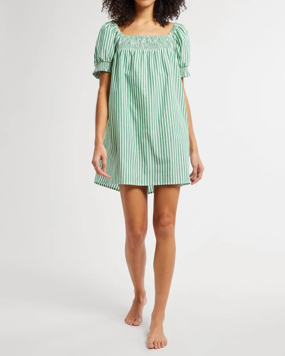 Women Puff Sleeve Babydoll Dress Square Neck Flowy Mini Dress Bow Tie Ruffle A Line Short Dress Summer Sundress