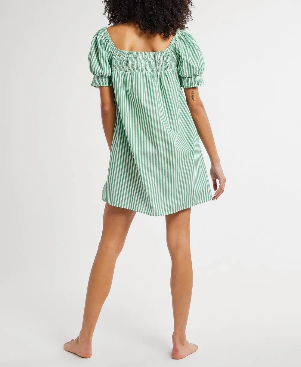 Women Puff Sleeve Babydoll Dress Square Neck Flowy Mini Dress Bow Tie Ruffle A Line Short Dress Summer Sundress