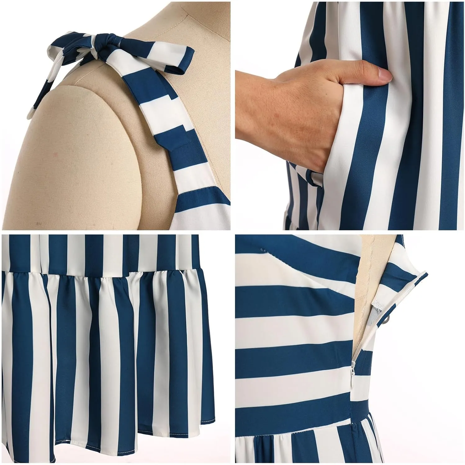 Womens 2024 Summer Sleeveless Spaghetti Strap Long Floral Maxi Dress Boho Flowy Striped Dress A Line Beach Sundresses
